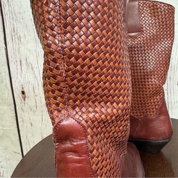 DINGO brown woven leather pointy women’s western boots Music Fest Ready! 9.5 GUC - Picture 11 of 16